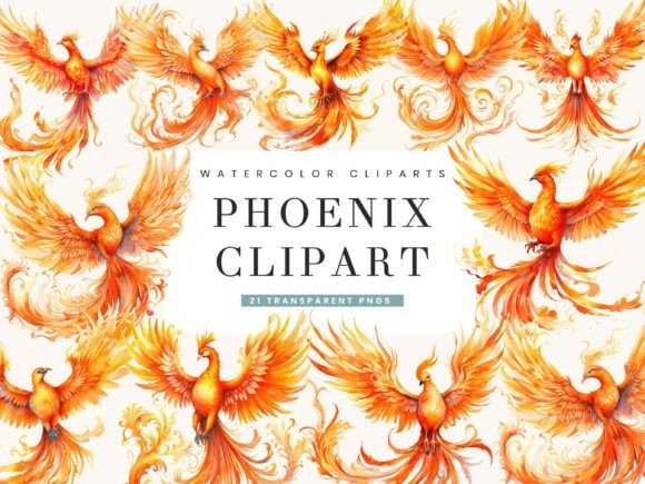 Download Watercolor Phoenix Clipart Bundle - Phoenix Collection